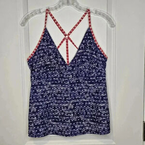 Mossimo Red White Blue Patriotic 4th Of July Swim Tankini Lined Bra Size Large